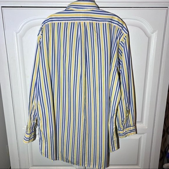 Ralph Lauren Men’s Button Down Shirt Yarmouth Cotton, Size 17 32/33 Blue, Yellow - Picture 2 of 8